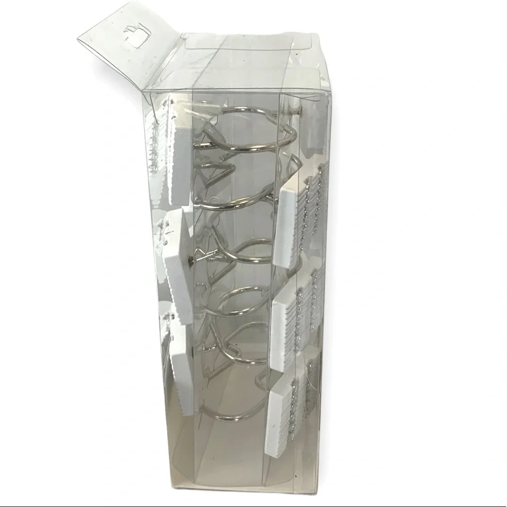 White Diamonds Rhinestone Shower Curtain Hooks Resin White Silver Set of 12